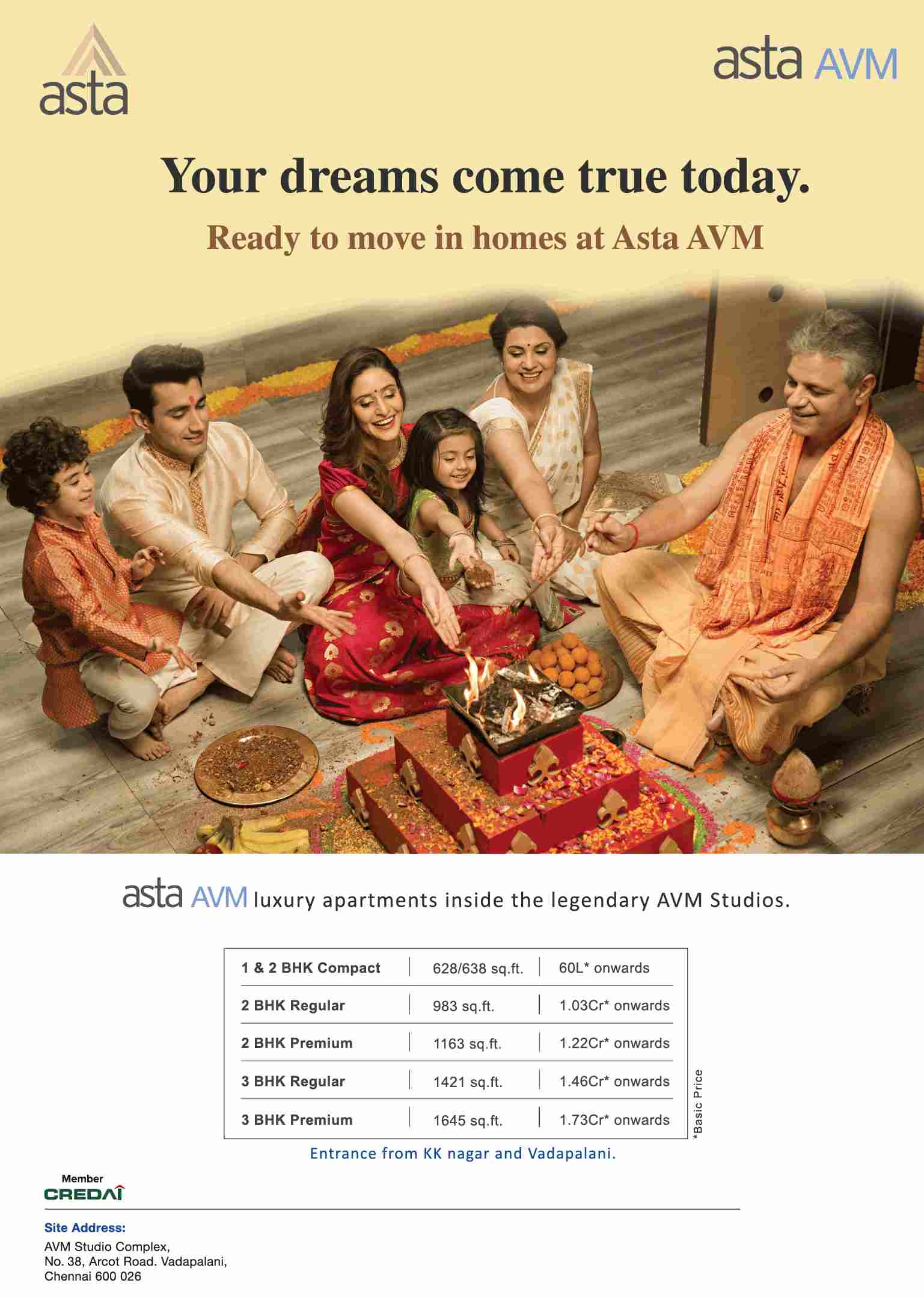 Book ready to move in homes at Asta Avm in Chennai